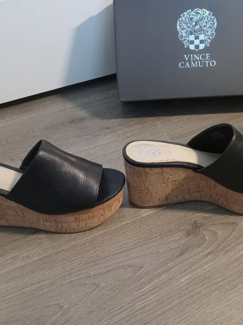 Vince Camuto Gadgen Platform Wedge Sandal, Black, Size 7½ M, Worn Once, Like New